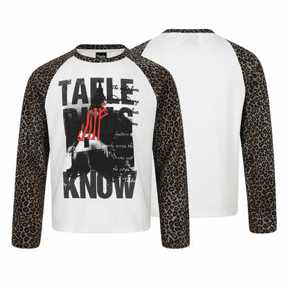 Women's long sleeve shirt in raglan style with leopard sleeves and waffle texture EVA-US