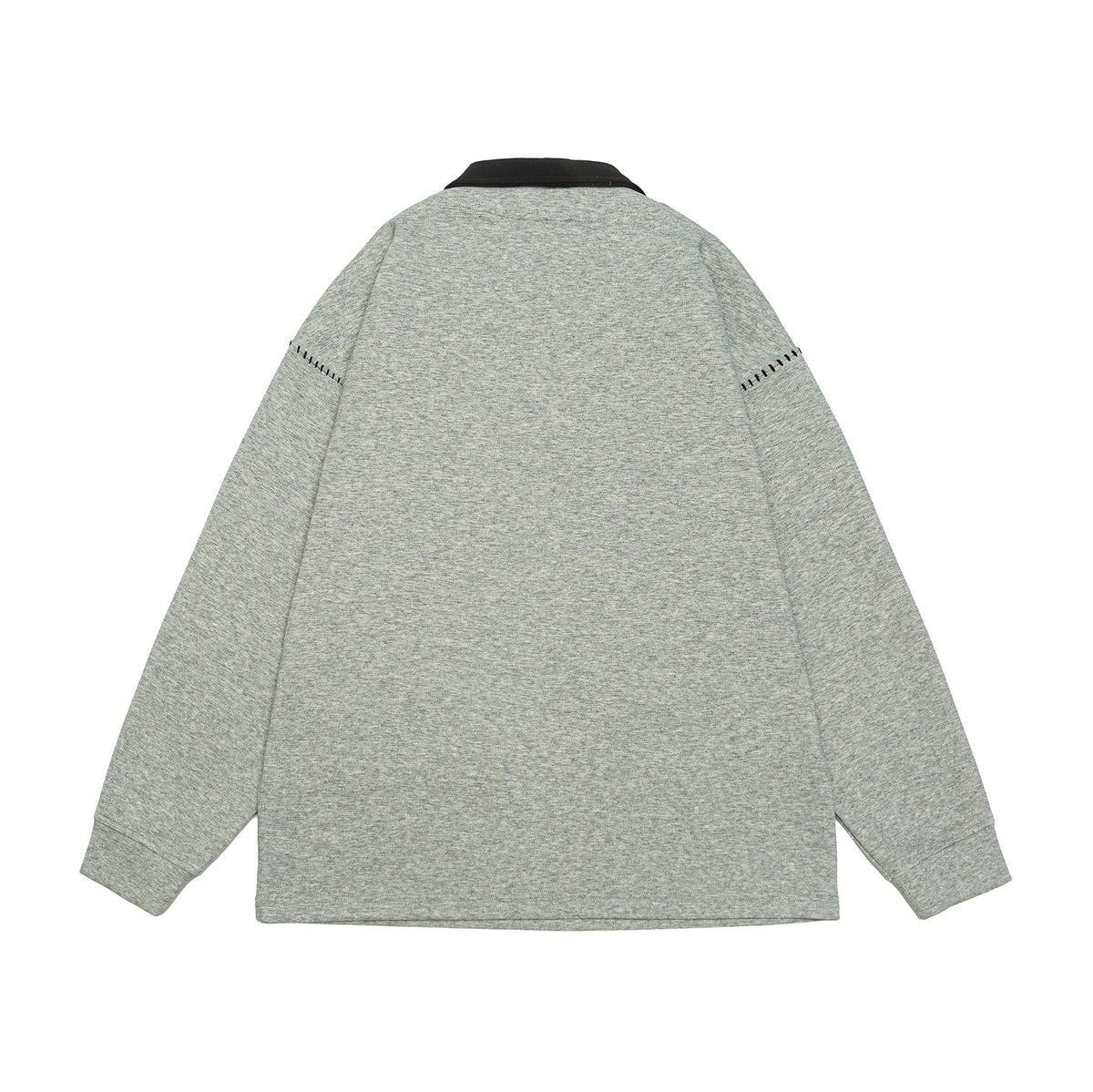 Unisex Oversize Polo Collar Sweatshirt with Contrast Collar and Decorative Perforation EVA-US