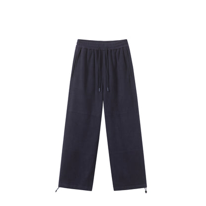 Women's Loose Fleece Jogging Pants with Drawstring Waistband, Side Pockets, and Adjustable Hem