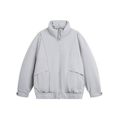 Men's Lightweight Windproof Urban-Utility Bomber Jacket with Stand Collar and Elastic Hem EVA-US