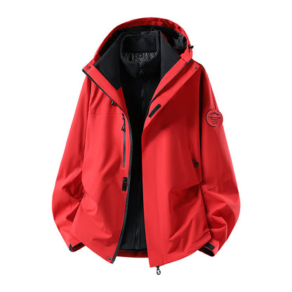 Men's two-layer softshell outdoor jacket with removable fleece lining and adjustable hood EVA-US
