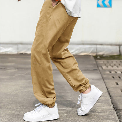 Men's Casual Cargo Pants with Elastic Waistband and Practical Side Pockets EVA-US