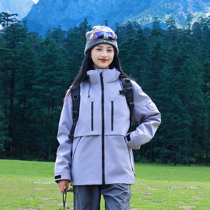 Men's Waterproof Breathable Softshell Outdoor Jacket with Adjustable Hood EVA-US