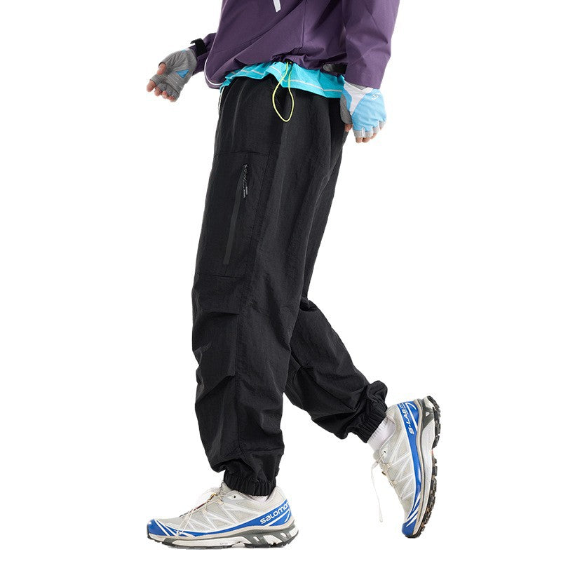Men's Lightweight Tech Cargo Jog Pants made of Ripstop with Thigh Zipper and Elastic Hem EVA-US