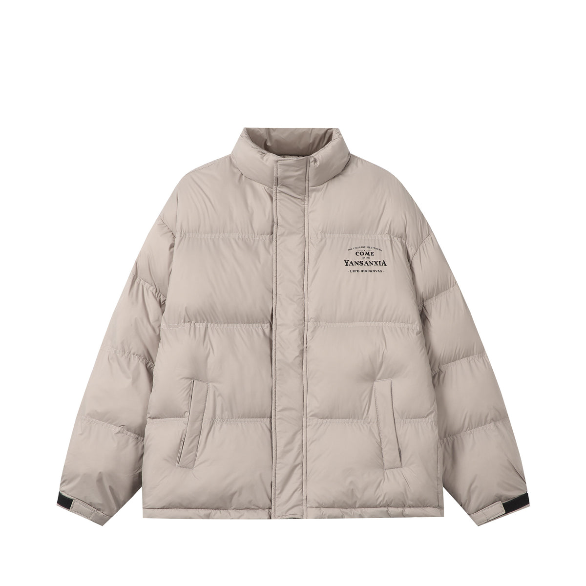 Unisex Short padded oversized jacket with high standing collar and logo print EVA-US