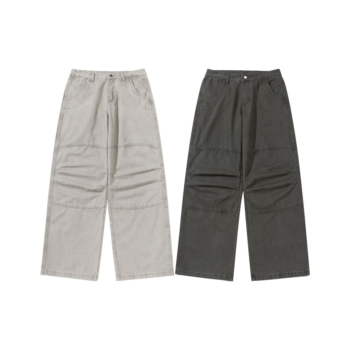 Women Wide Cropped Cargo Pants with Knee Panels and Patch Pockets EVA-US
