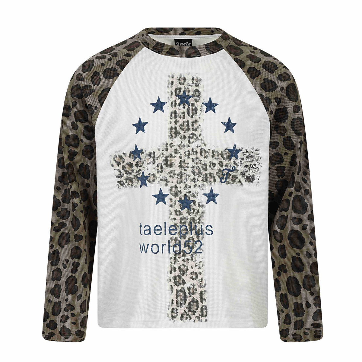 Ladies Long Sleeve Thermal Shirt with Raglan Sleeves and Leopard Inserts EVA-US