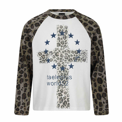 Ladies Long Sleeve Thermal Shirt with Raglan Sleeves and Leopard Inserts EVA-US