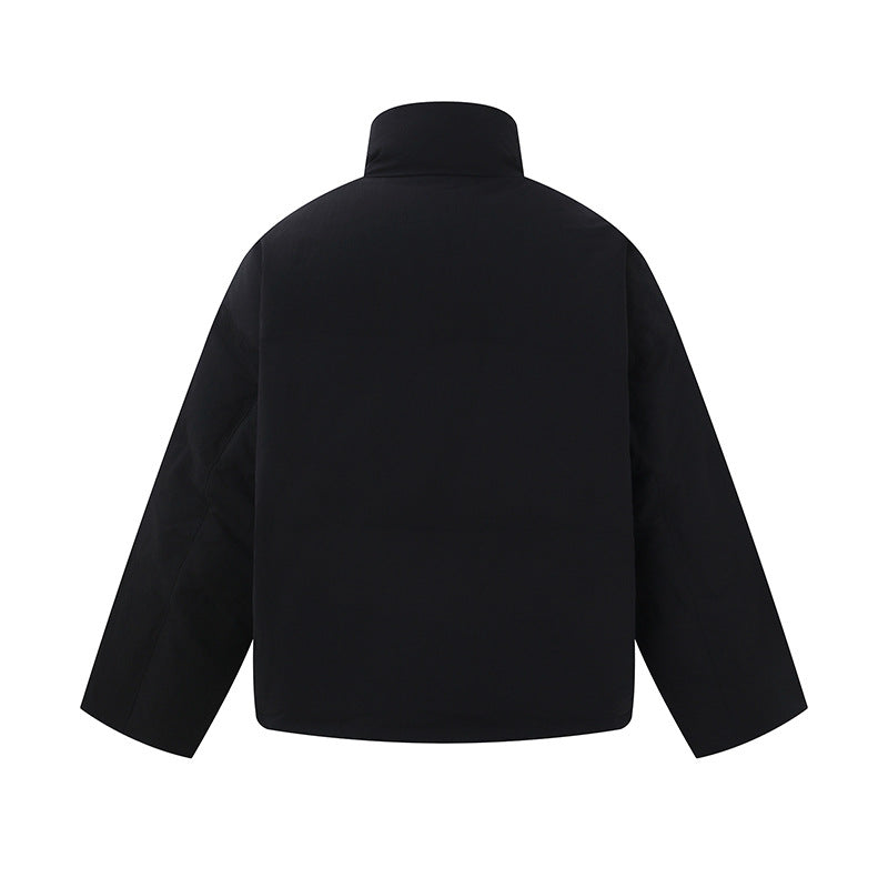 Men's short-cut quilted winter bomber jacket with stand-up collar and contrast-trimmed pockets EVA-US
