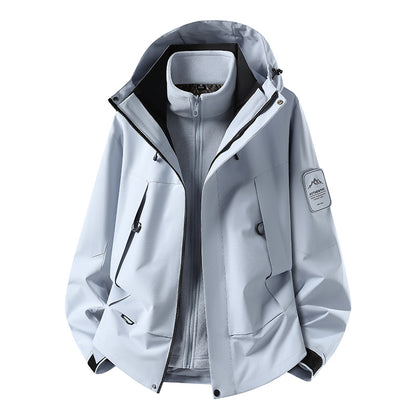 Unisex waterproof two-layer softshell rain jacket with removable fleece lining and hood EVA-US