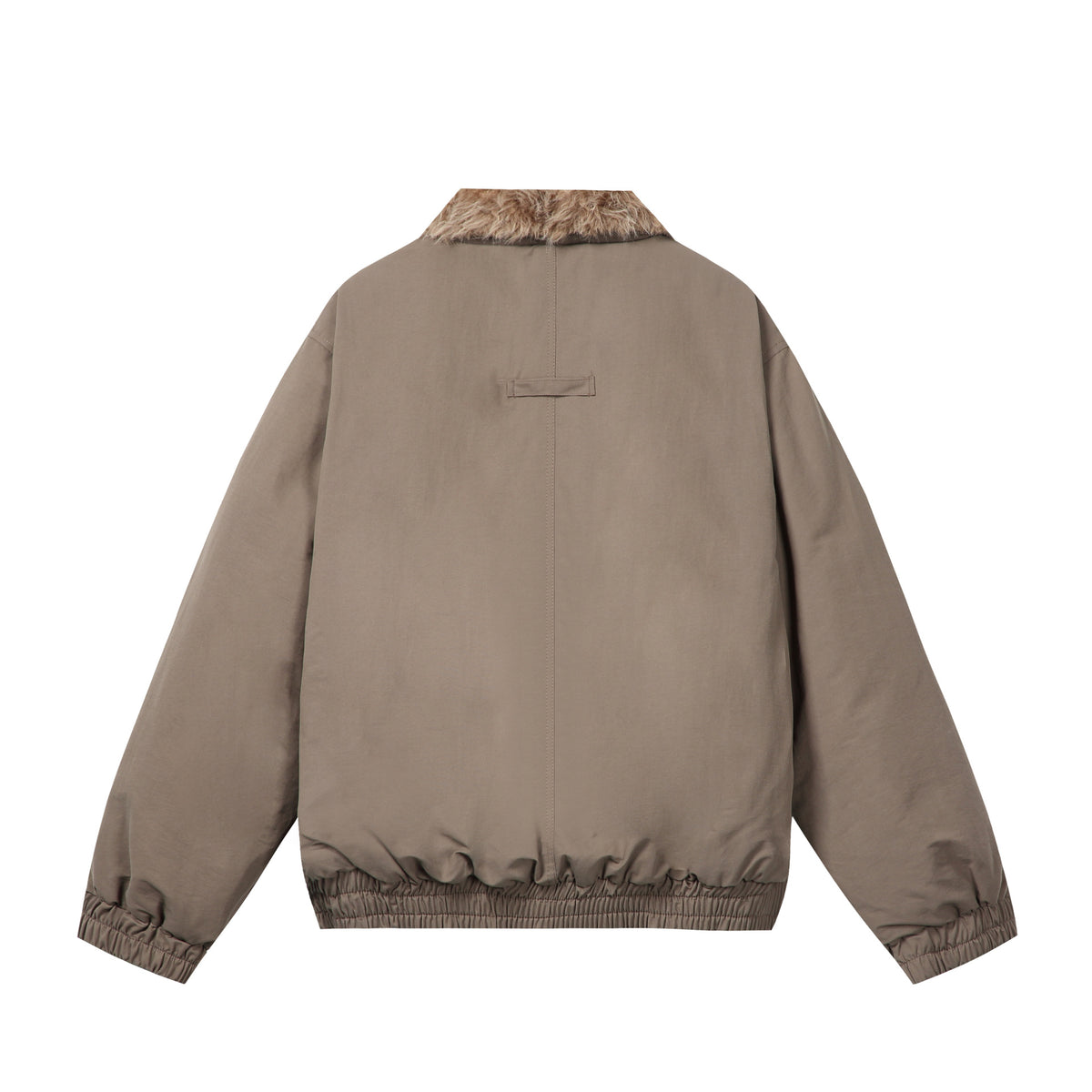 Women's Minimalist Thermo Blouson Jacket with Faux Fur Shawl Collar and Elastic Tunnel Drawstring Hem EVA-US