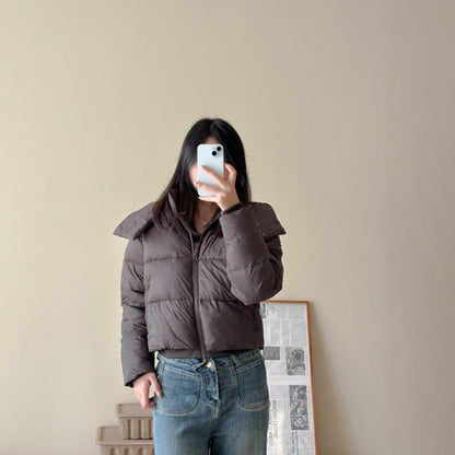 Ladies Short Quilted Cropped Jacket with Wide Lapel EVA-US