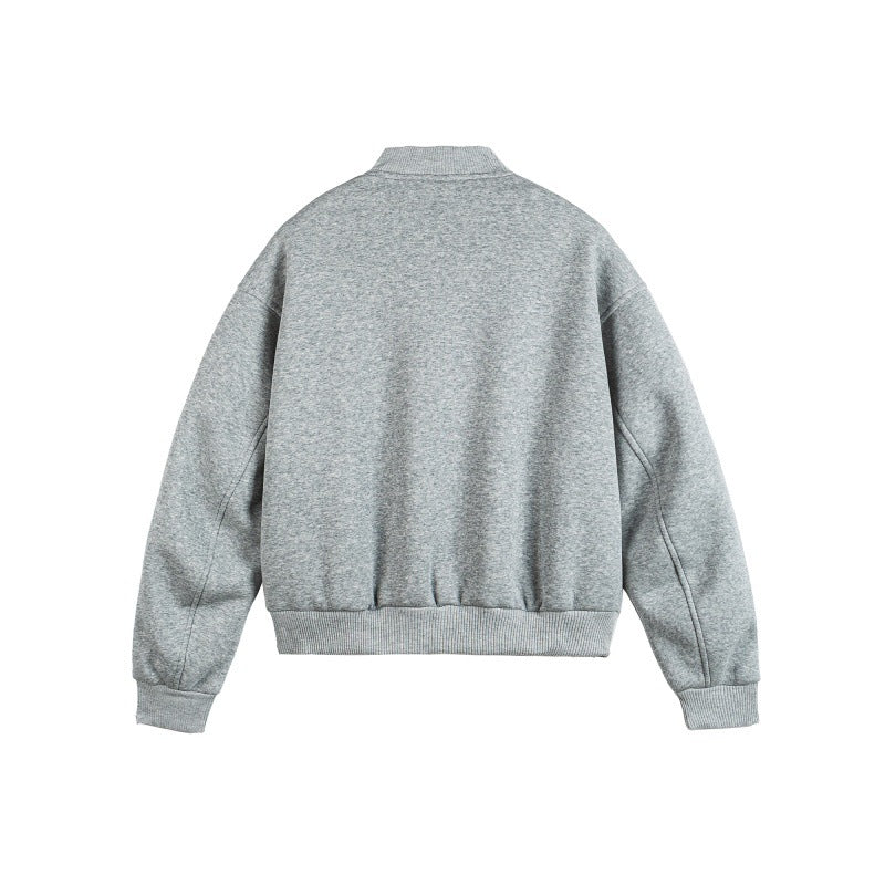 Unisex Boxy Sweat Jacket with full zip, badge applications and ribbed hem EVA-US