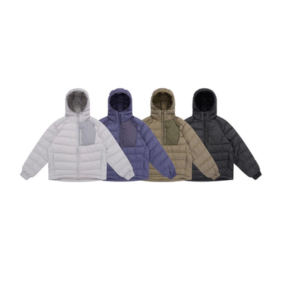 Men's lightly padded hooded jacket in boxy cut with technical inserts EVA-US