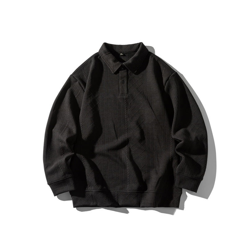 Unisex Structured Polo Shirt-Knit Sweater in Oversize Cut with Cable and Diamond Knit EVA-US