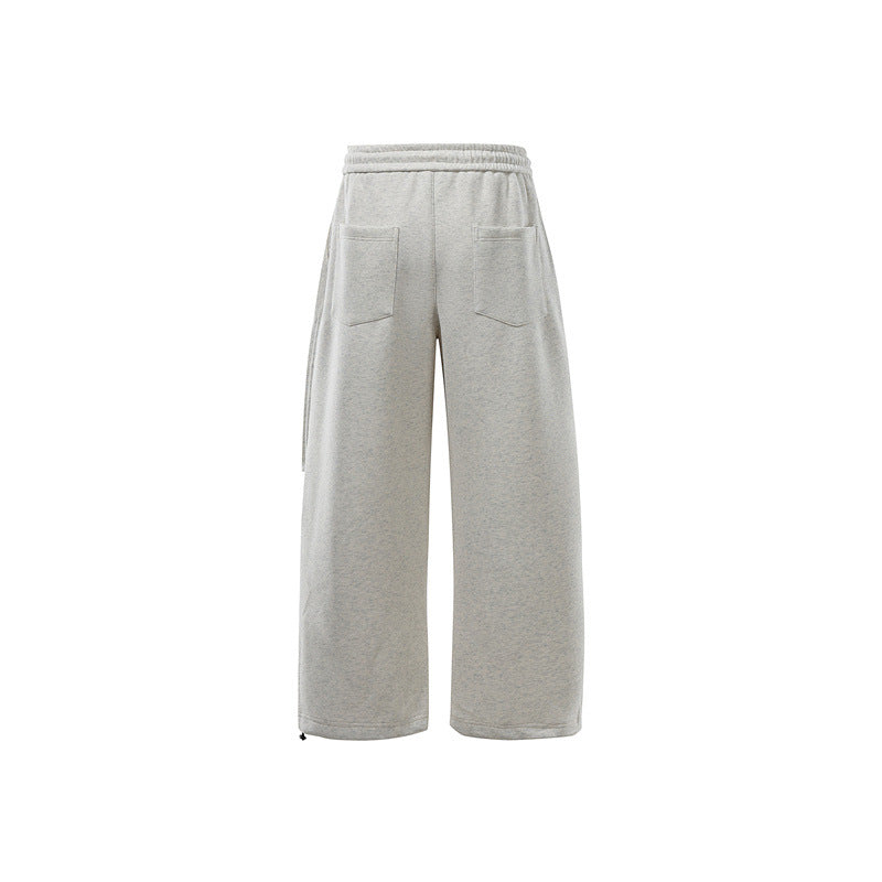 Unisex Loose Sweat Cargo Pants with Layered Yoke, Elastic Drawstring Waistband and Adjustable Hem