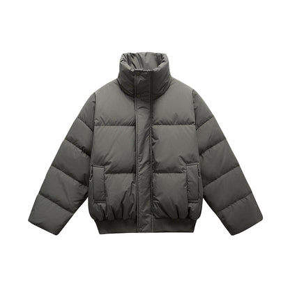 Unisex Boxy padded short jacket with high stand collar and elastic hem EVA-US