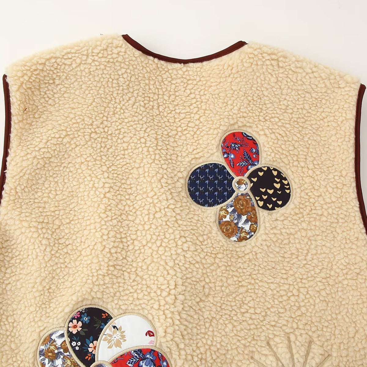 Ladies Padded Teddy Vest with Patchwork Applications and Toggle Closures EVA-US
