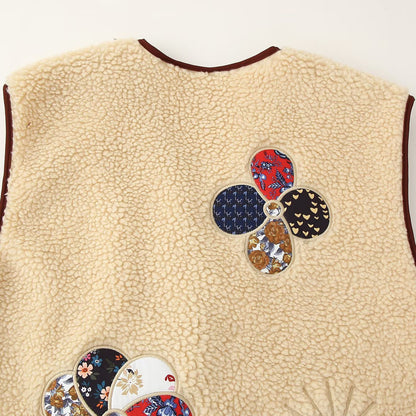 Ladies Padded Teddy Vest with Patchwork Applications and Toggle Closures EVA-US