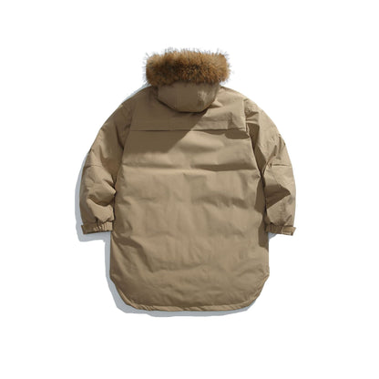 Men's Lined Winter Parka with Detachable Faux Fur Hood EVA-US