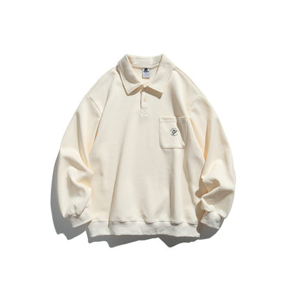 Unisex Relaxed-Fit Polo Collar Sweatshirt with Chest Pocket and Fine Ponte Structure EVA-US