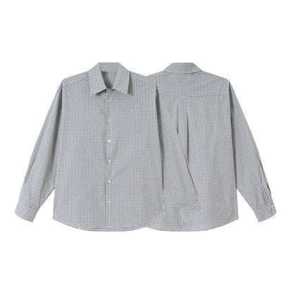 Unisex Oversized Check Shirt in Relaxed Fit with Rounded Hem EVA-US