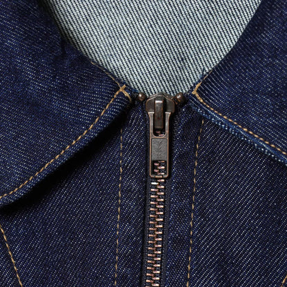 Women's Cropped Denim Jacket with Zipper, Tailored Drawstring and Flap Pockets EVA-US