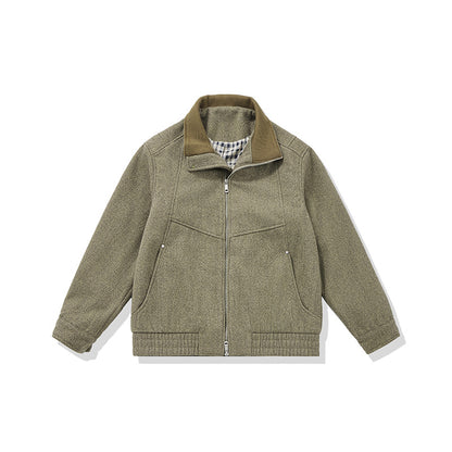 Men's short-cut fleece jacket with cord collar and quilted lining EVA-US