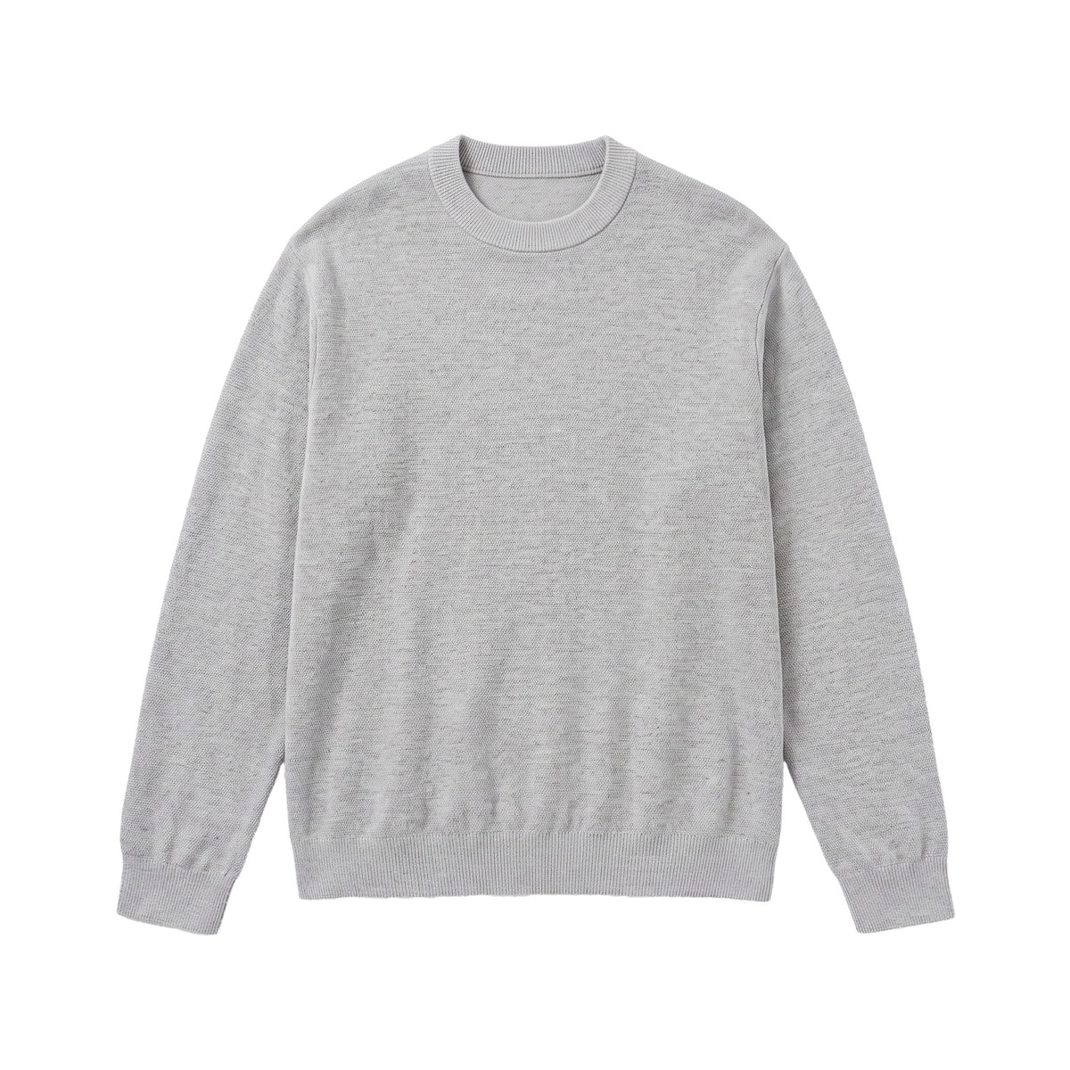 Men's Fine Round Neck Sweatshirt made of Terry Fleece with Ribbed Hem