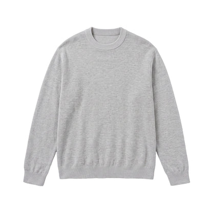 Men's Fine Round Neck Sweatshirt made of Terry Fleece with Ribbed Hem