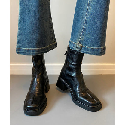 Women's ankle boots with thick heel and zipper EVA-US