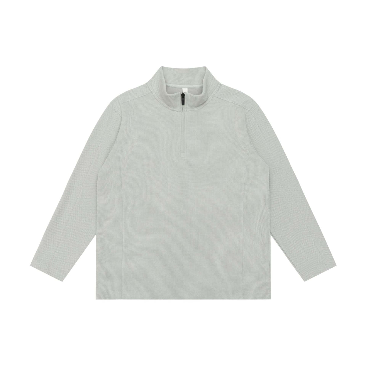 Unisex Waffle Structure Half-Zip Pullover with Troyer Collar and Relaxed Fit EVA-US