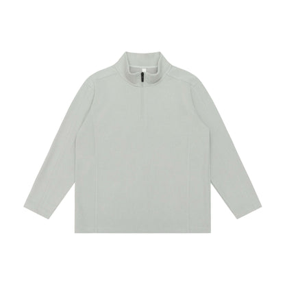Unisex Waffle Structure Half-Zip Pullover with Troyer Collar and Relaxed Fit EVA-US