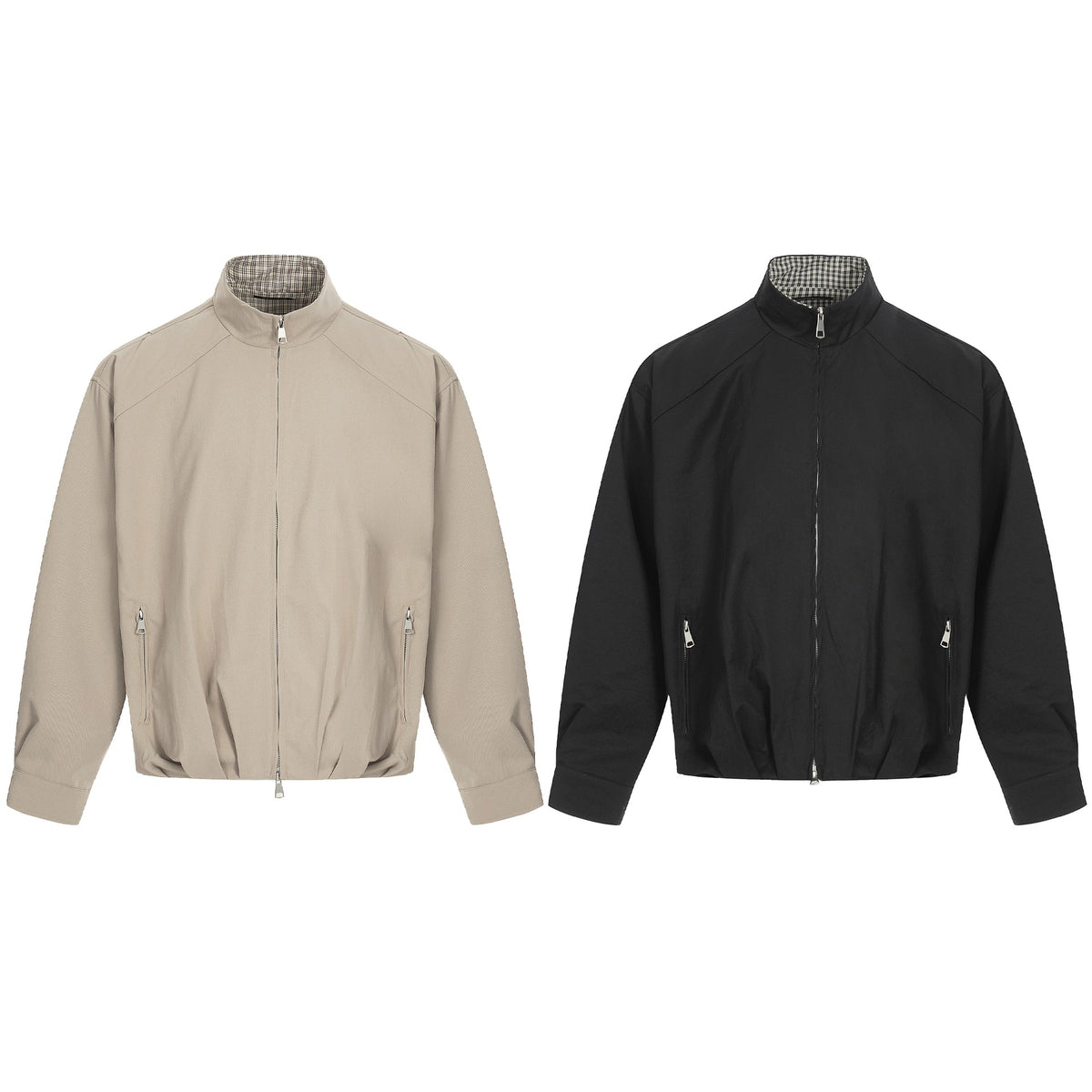 Men's Lightweight Windbreaker Blouson with Funnel Neck and Concealed Zippers EVA-US