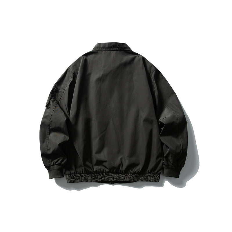 Men's Lightweight Utility Zip Jacket with Zipper, Arm Pocket and Elastic Hem EVA-US
