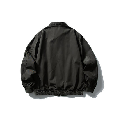 Men's Lightweight Utility Zip Jacket with Zipper, Arm Pocket and Elastic Hem EVA-US