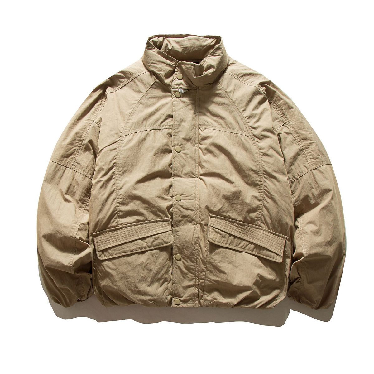 Men's boxy quilted field jacket with high stand collar and cargo pockets EVA-US