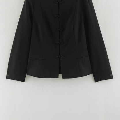 Women's short jacket in chinoiserie style with stand-up collar and knot button closure EVA-US