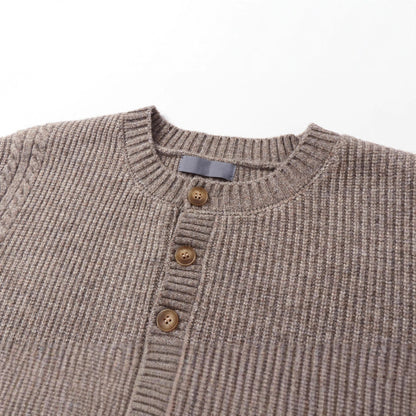 Unisex knit sweater with Henley button placket and cable pattern EVA-US