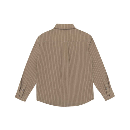 Women Oversized Shirt Jacket with distinctive shoulder yoke and pinstripes EVA-US