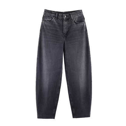 Women High-Waist Balloon Jeans with wide thigh and tapered hem EVA-US