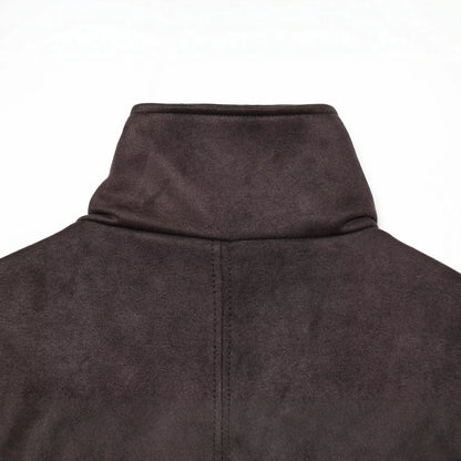 Women's short jacket in velvet look with high funnel collar and elastic hem EVA-US