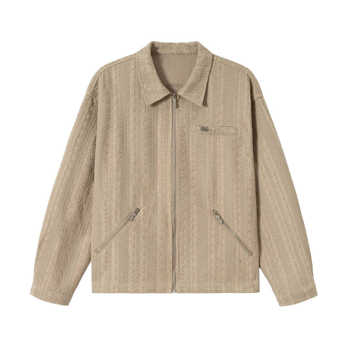 Unisex Textured Boxy Blouson Jacket with Full Zip EVA-US