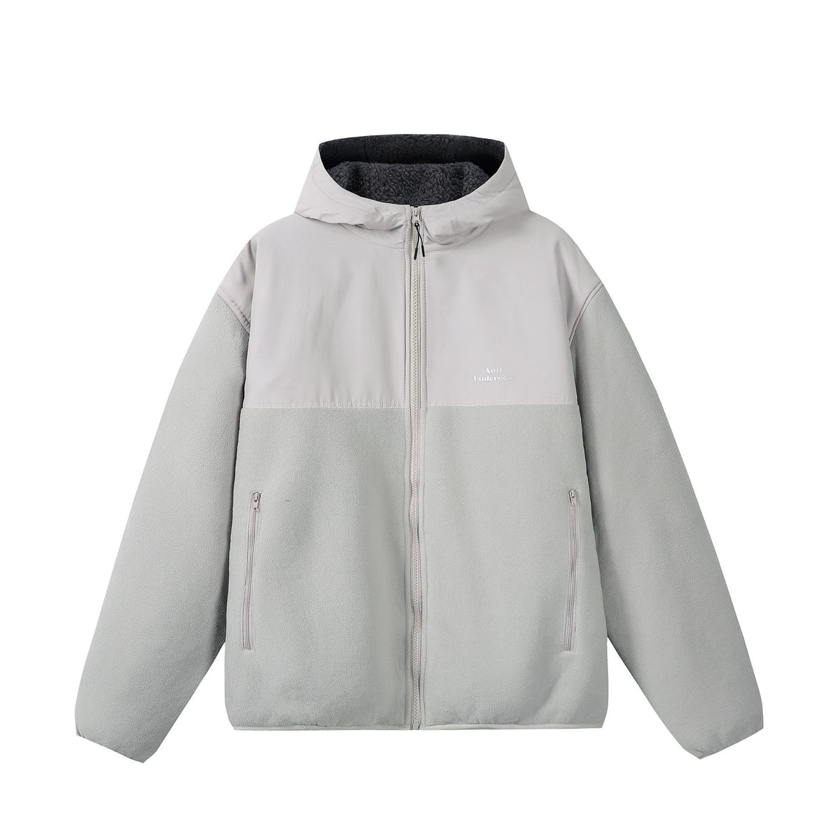 Unisex fleece hoodie jacket with teddy lining, full zip, and side zip pockets EVA-US