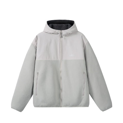 Unisex fleece hoodie jacket with teddy lining, full zip, and side zip pockets EVA-US