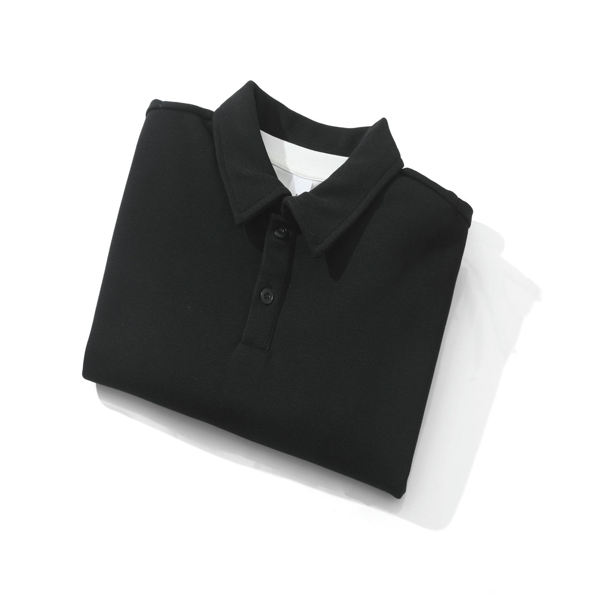 Unisex Oversize Polo Shirt Sweatshirt with Half Button Placket and Layering Effect EVA-US