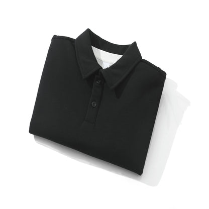 Unisex Oversize Polo Shirt Sweatshirt with Half Button Placket and Layering Effect EVA-US