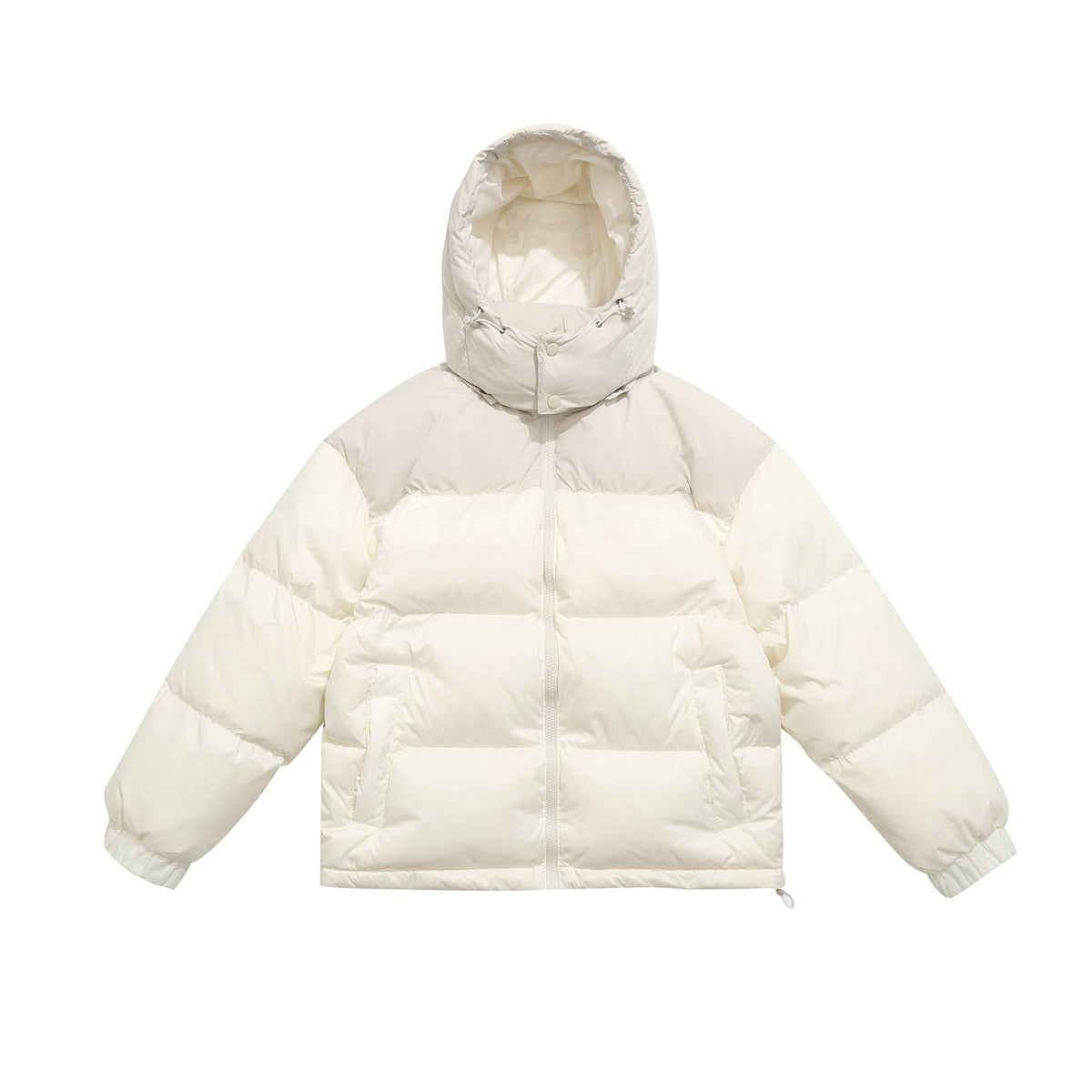 Men's Short Boxy Padded Jacket with High Hood, Drawstring and Elastic Sleeve Cuffs EVA-US
