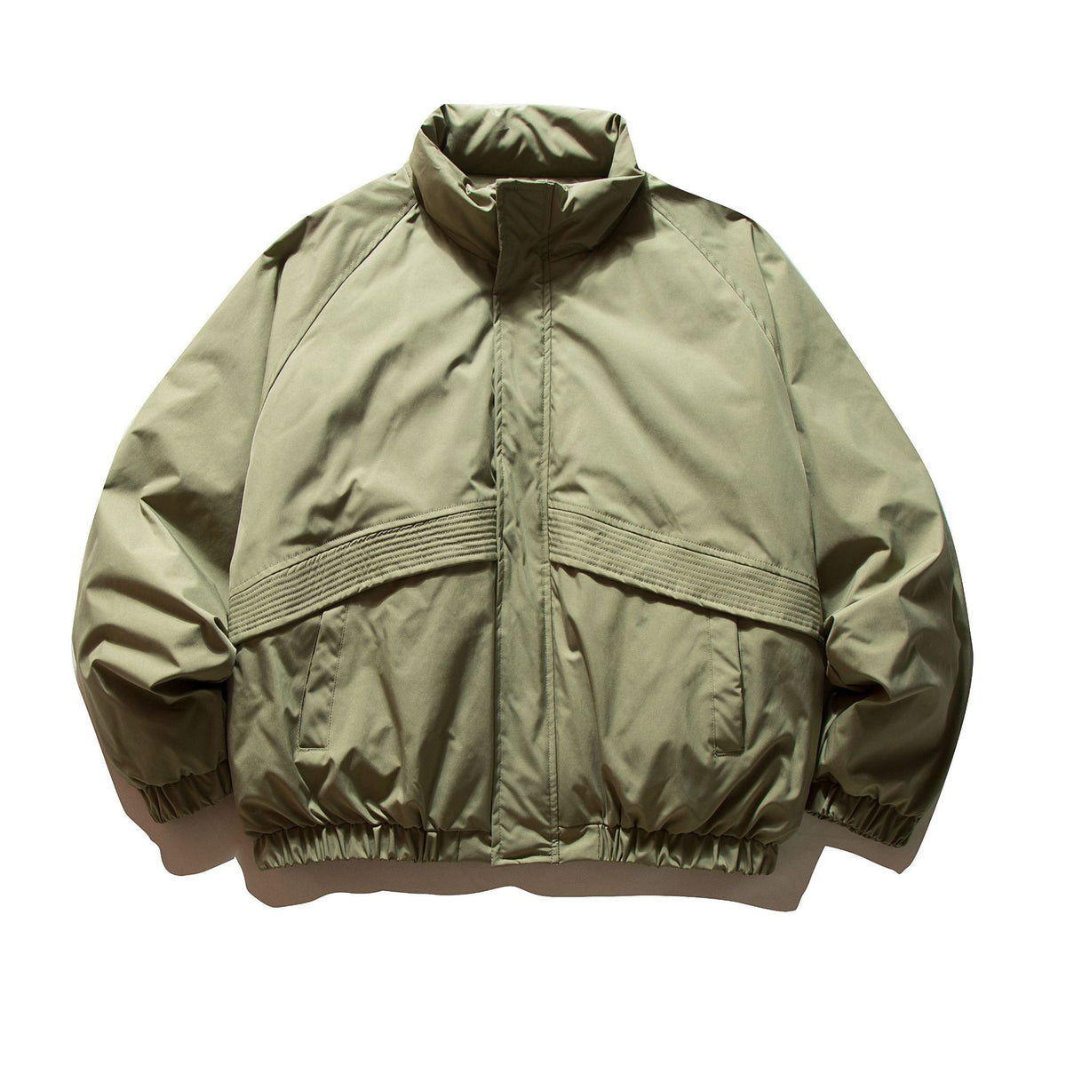 Men's Quilted Boxy Bomber with High Stand Collar and Elastic Hem EVA-US