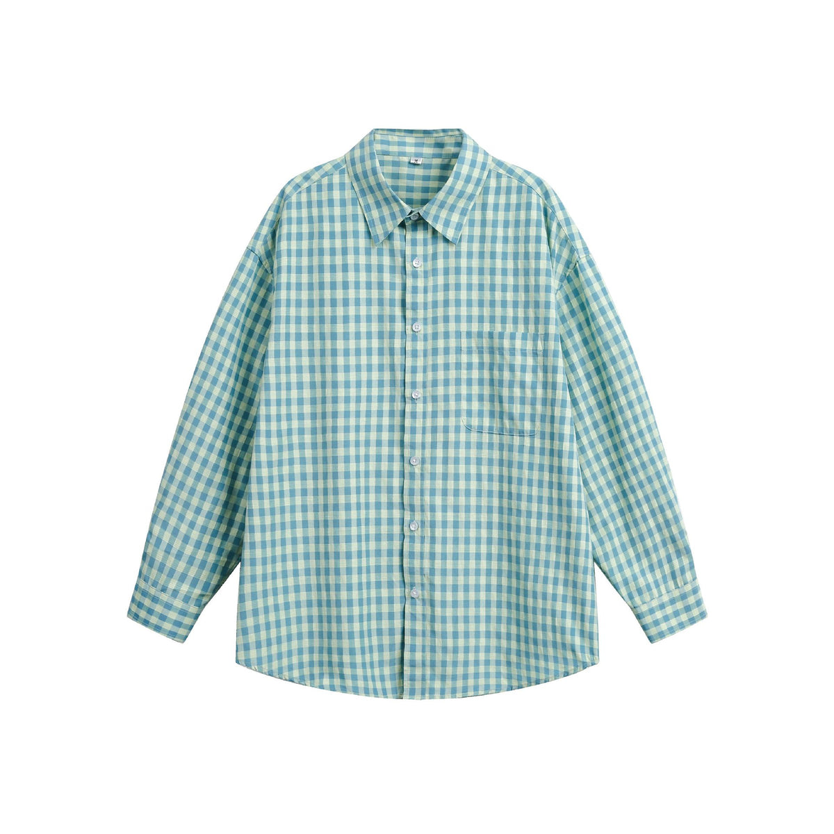 Women’s Oversized Check Shirt with Boxy Silhouette, Kent Collar and Chest Pocket EVA-US